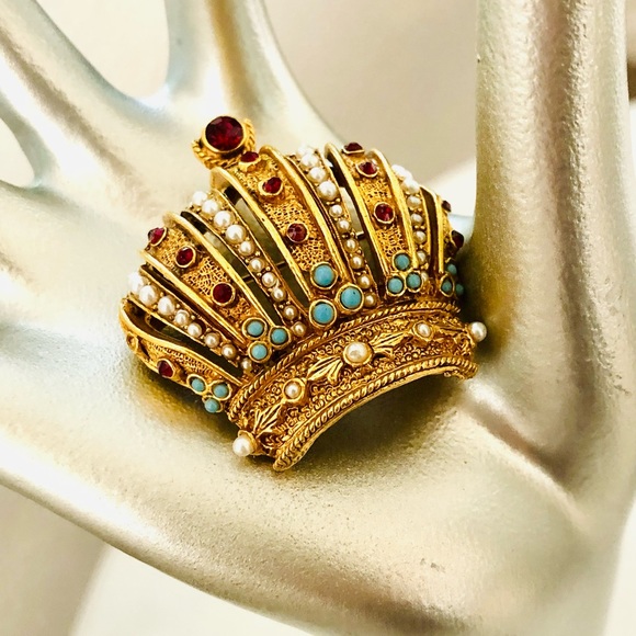 Vintage Heraldic Arthur Pepper rhinestone Imperial Crown brooch - Picture 14 of 16